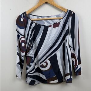 EMILIO PUCCI VINTAGE Abstract Patterned Women's scoop neck Top 10